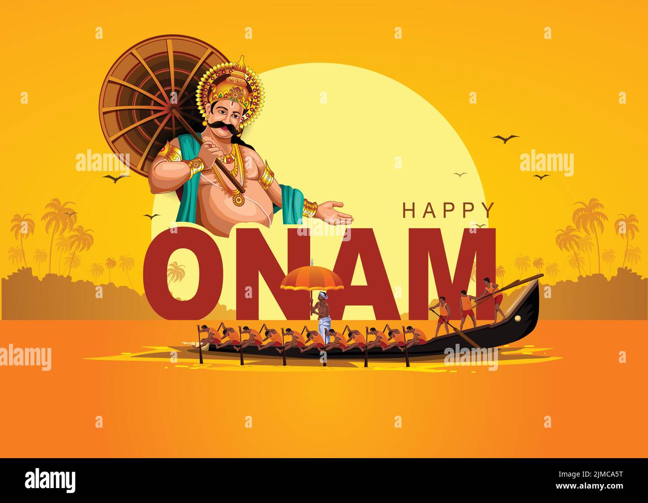 mahabali oder maveli, Kerala alten König. Er kommt für jedes Jahr. Happy onam Feier. vektor-Illustration Design Stock Vektor