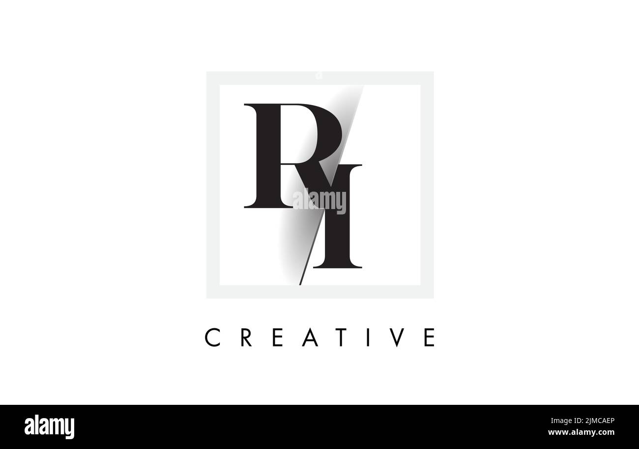 RI Letter Logo Design mit Creative Intersected und Cut Serif Font. Stock Vektor