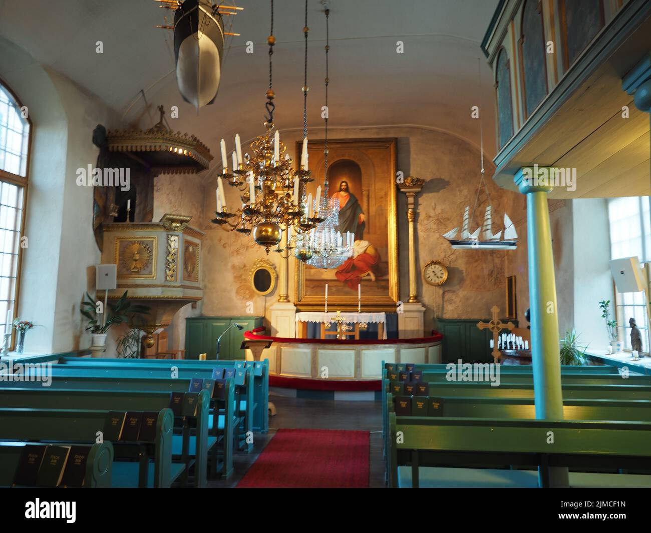 St. Georg Kirche, Geta, Aland, Innenansicht Stockfoto