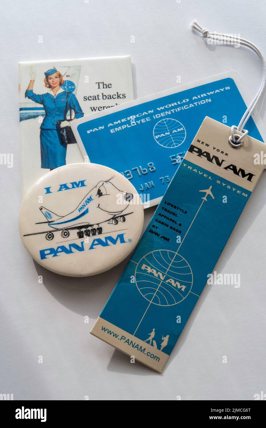 Vintage Pan American Airways Erinnerungsstücke, USA Stockfoto