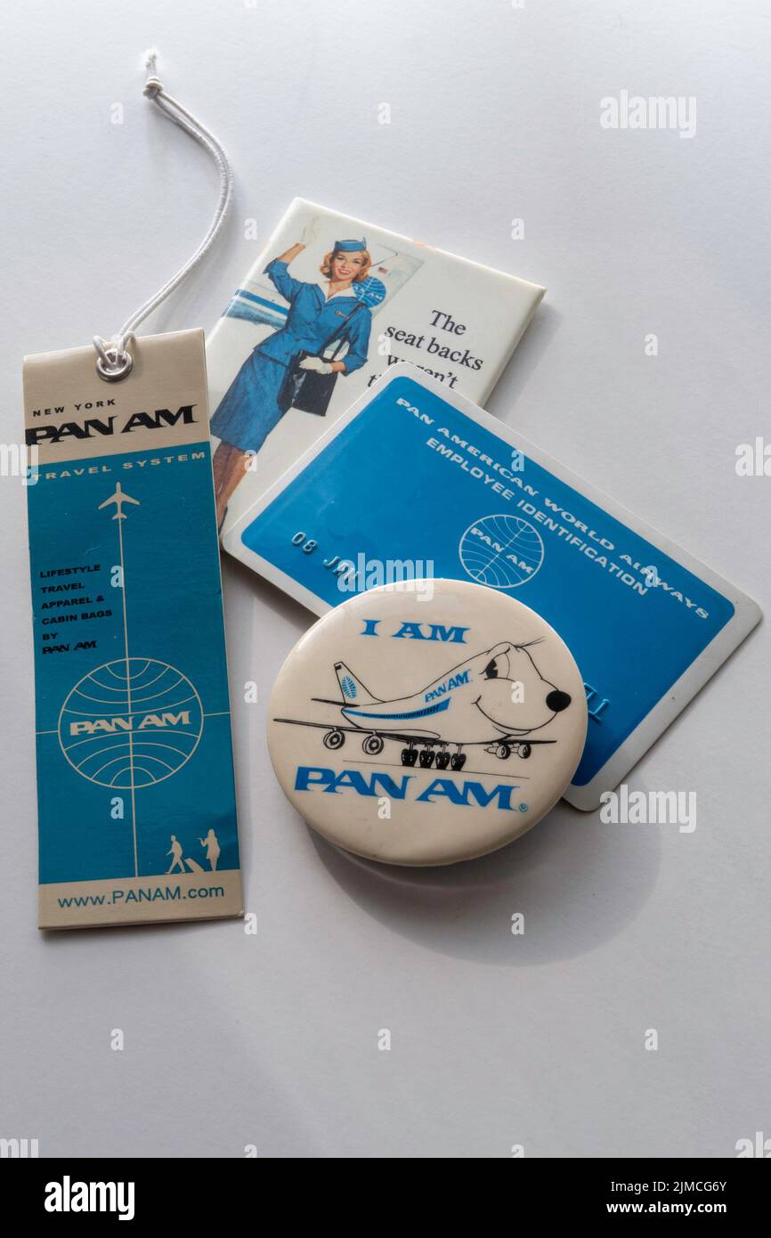 Vintage Pan American Airways Erinnerungsstücke, USA Stockfoto