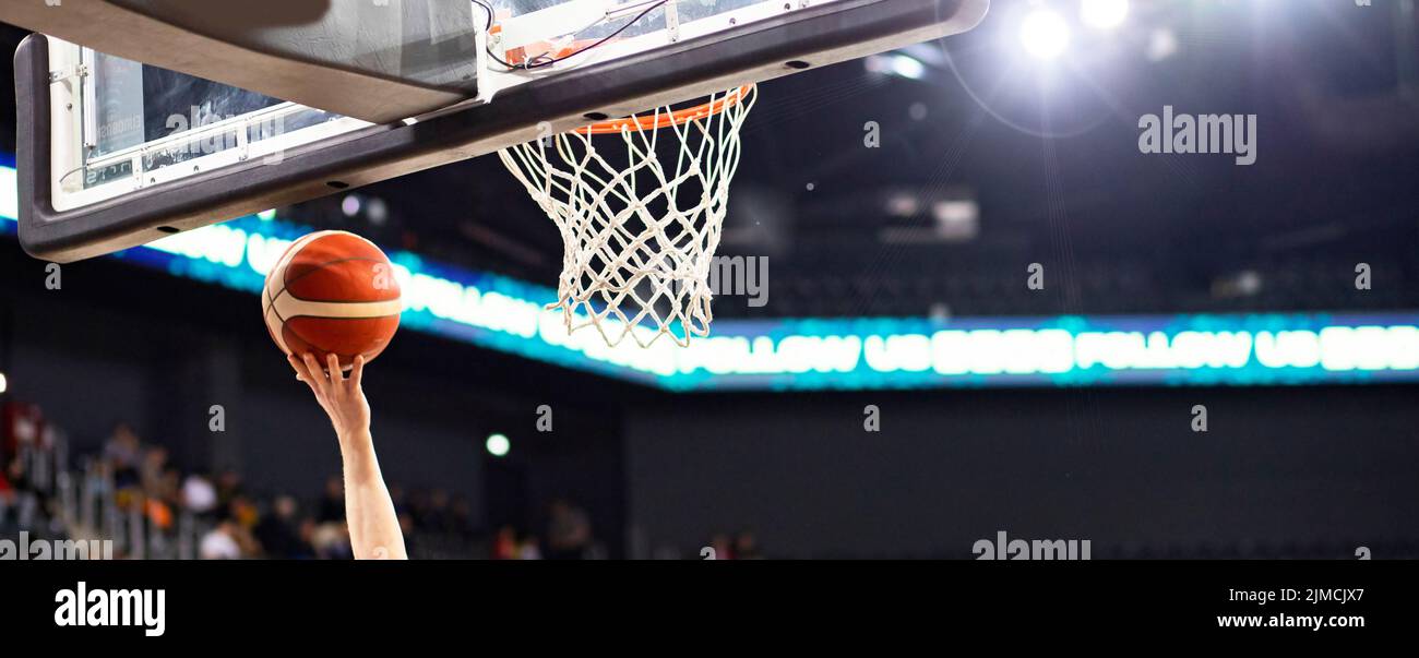 Panorama des Scrings auf einem Basketballspiel Sport-und Wettbewerb Hintergrund Stockfoto
