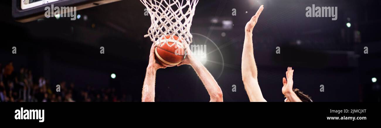 Panorama des Scrings auf einem Basketballspiel Sport-und Wettbewerb Hintergrund Stockfoto
