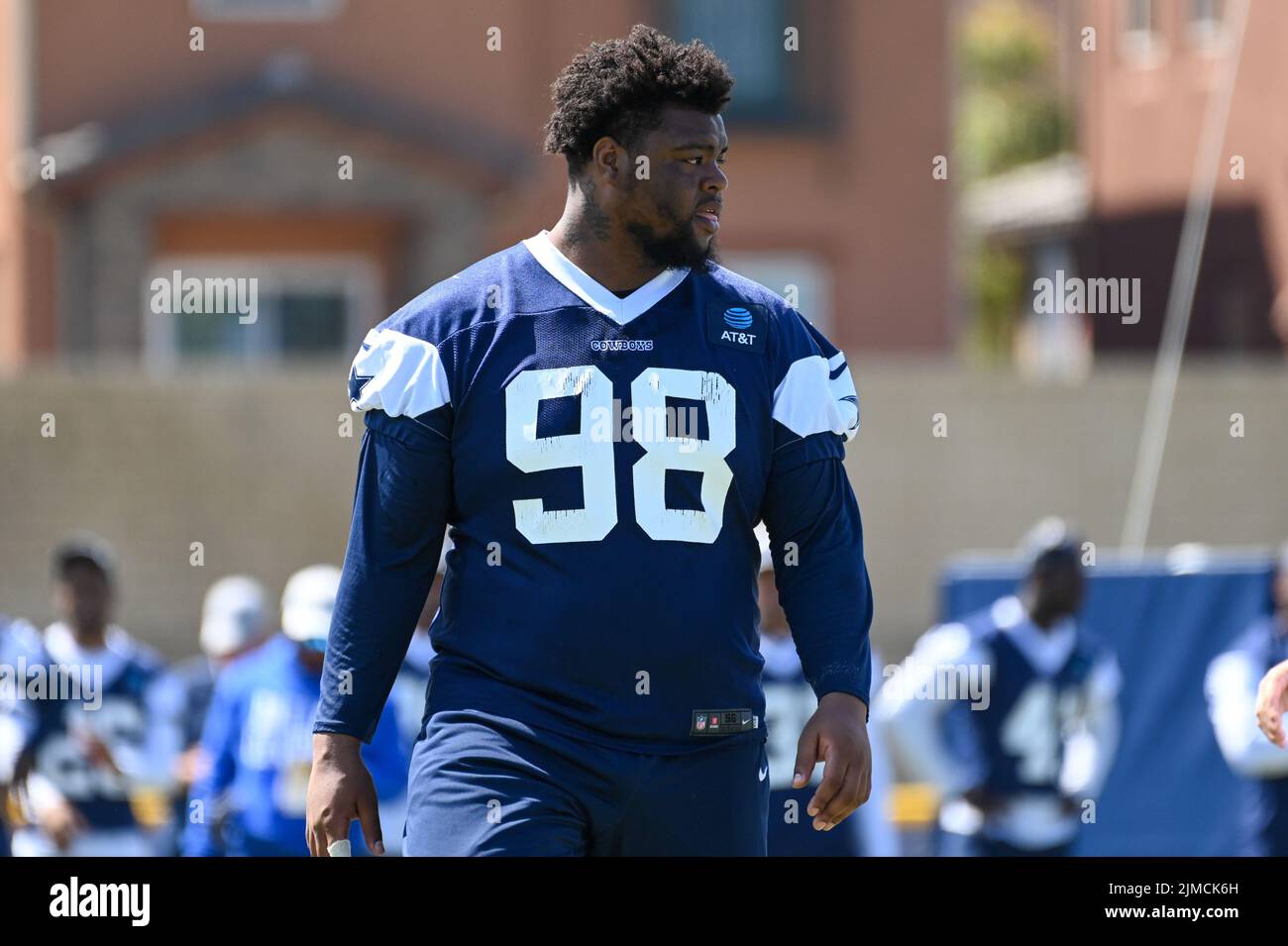 Dallas Cowboys Defensive Tackle Quinton Bohanna (98) während des Trainingslagers, Mittwoch, 3. August 2022, in Oxnard, Calif. (Dylan Stewart/Image of Sport) Stockfoto