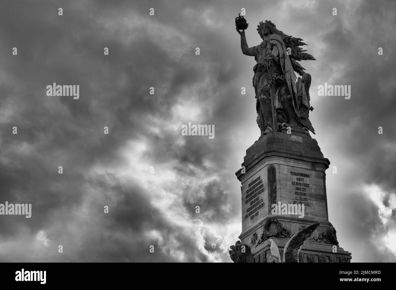 Niederwalddenkmal, Rheinbeobachtung, Germania, Osteinpark, dunkle Wolken, Rüdesheim am Rhein, Rheingau, Taunus, Hessen, Deutschland Stockfoto