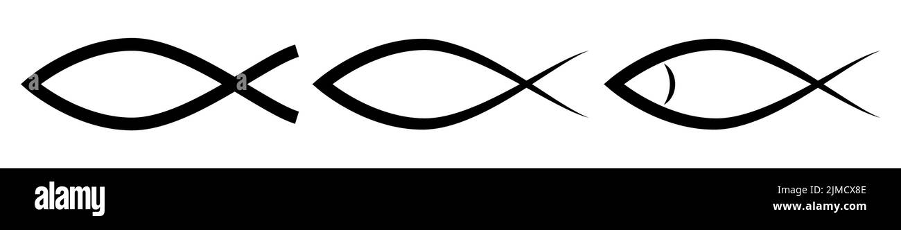 Christian Fisch Ikonen gesetzt. Vektordarstellung auf weißem Hintergrund isoliert Stock Vektor