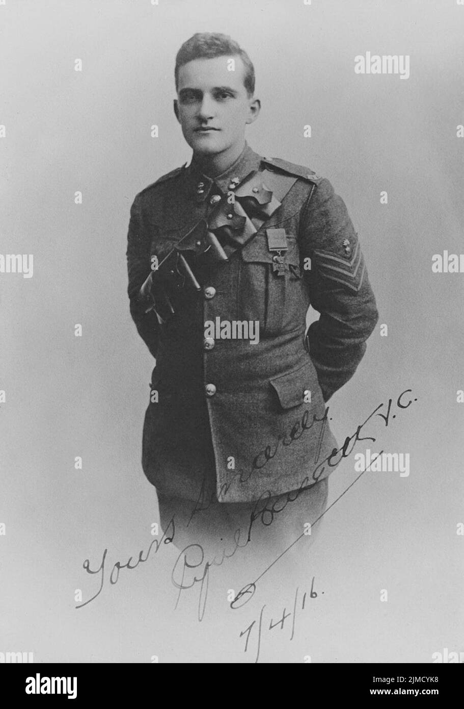 Cyril Royston Guyton Bassett, ein Neuseeländer, der am 7.. August 1915 das Victoria-Kreuz für die auffälligste Kür und Hingabe an den Dienst am Chunuk Bair-Grat auf der Halbinsel Gallipoli erhielt. Stockfoto