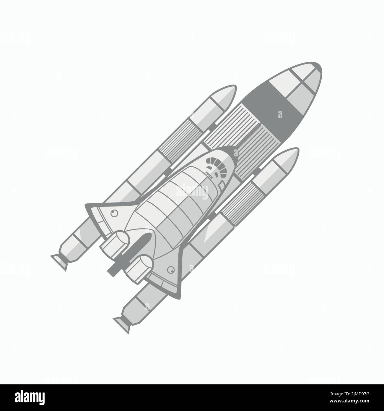 Space Shuttle lineart flaches Design auf Weiß Stock Vektor