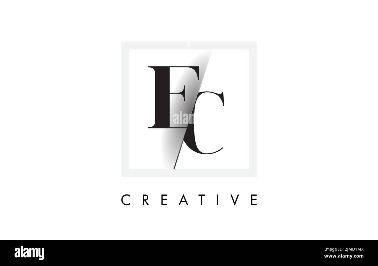Logo-Design mit EC-Buchstaben und kreativer Schnittschrift und Schneide-Serif-Schrift. Stock Vektor