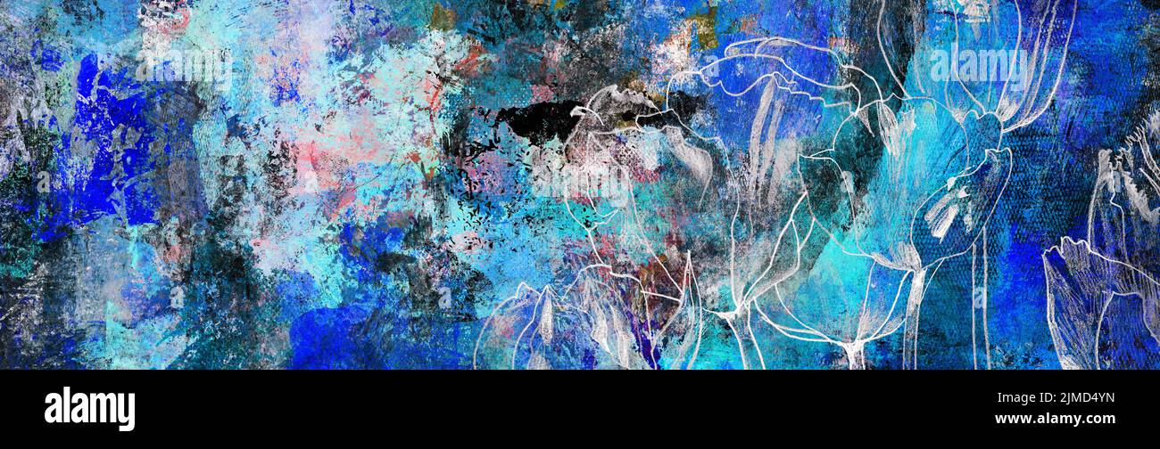 Kunst, Malerei, abstrakter Hintergrund, Textur, Formen, „Trauer“-Konzeptkarte Stockfoto