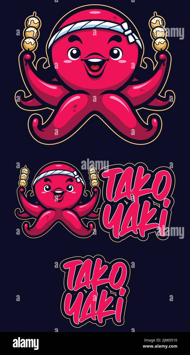 Takoyaki Food Maskottchen Stock Vektor