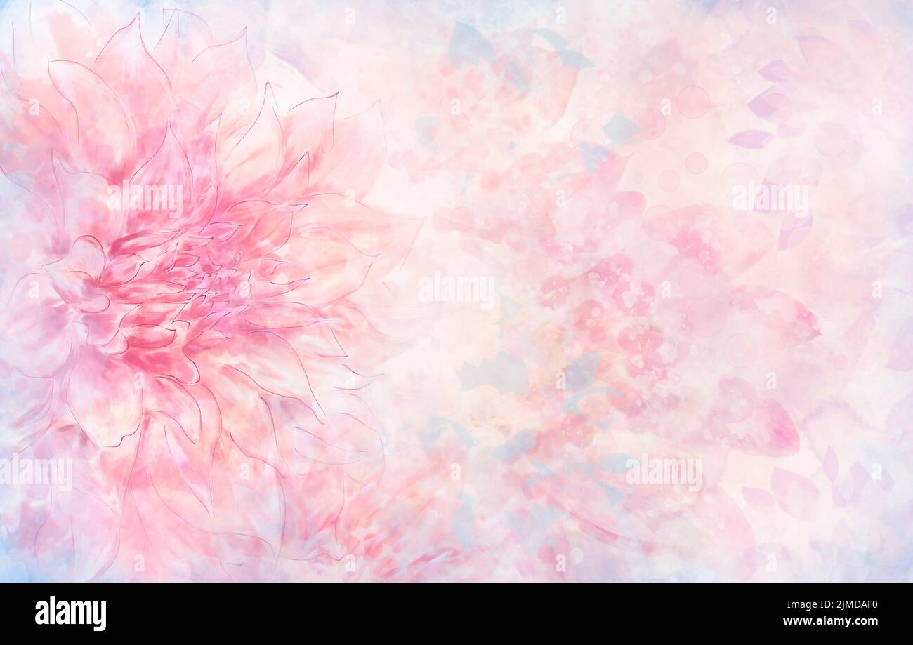 Abstrakte Blume Hintergrund Aquarell.Digitale Illustration. Stockfoto
