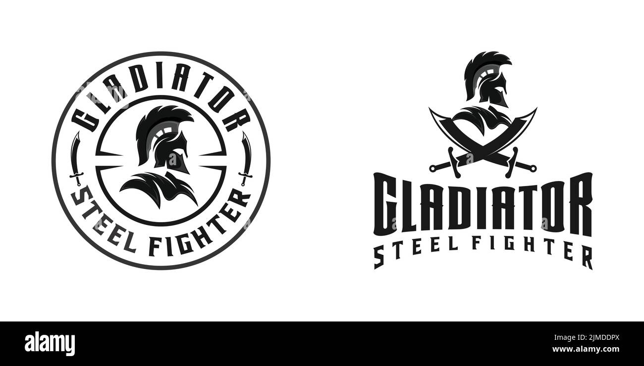 Ein Vektor aus zwei verschiedenen Varianten für ein Logo, das für einen Kampfsport- oder Sportverein verwendet werden kann Stock Vektor