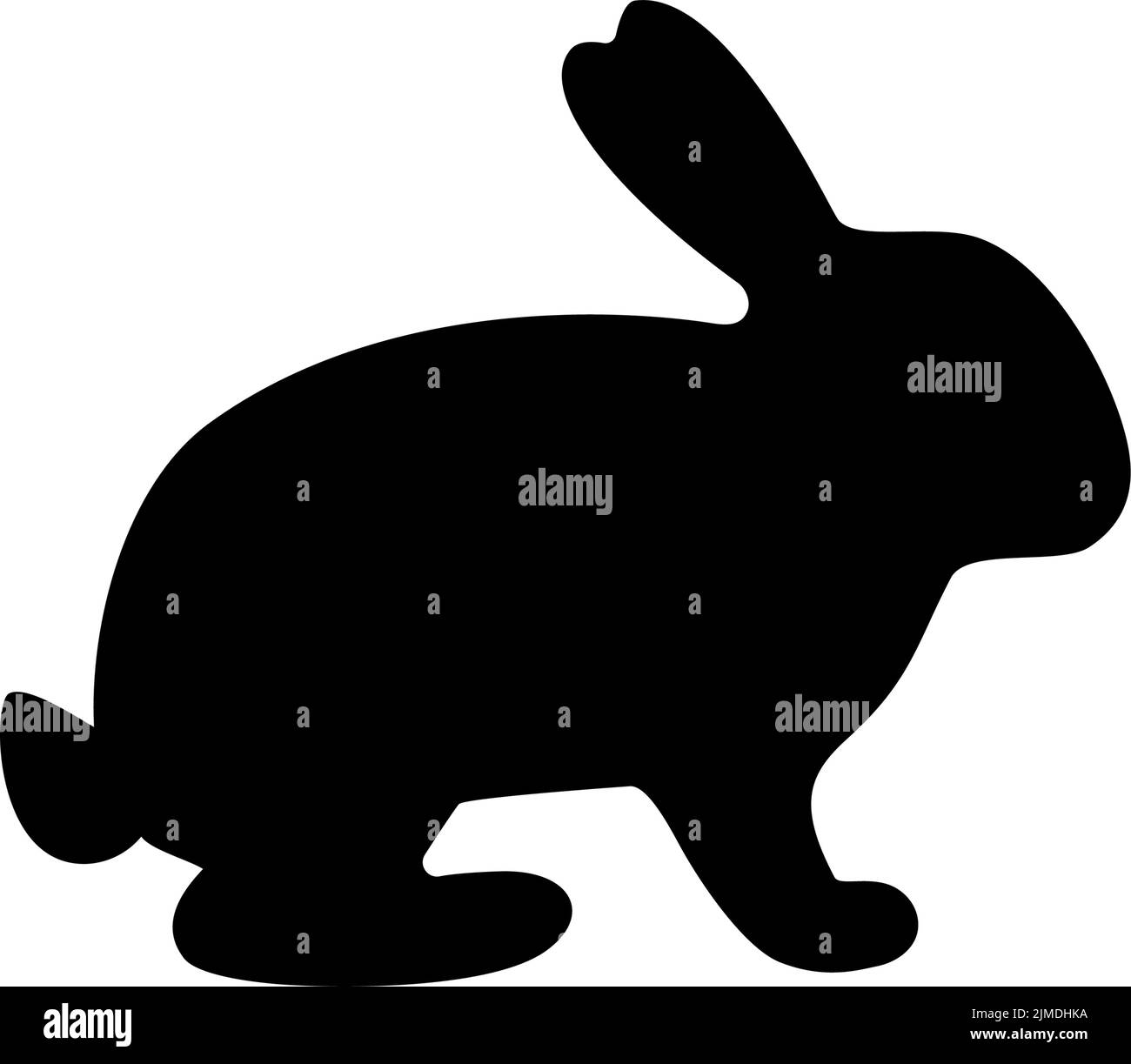 Schwarze Silhouette des Kaninchens. Bunny-Symbol. Haare-Silhouette. Farmtier-Symbol auf weißem Hintergrund isoliert. Stock Vektor