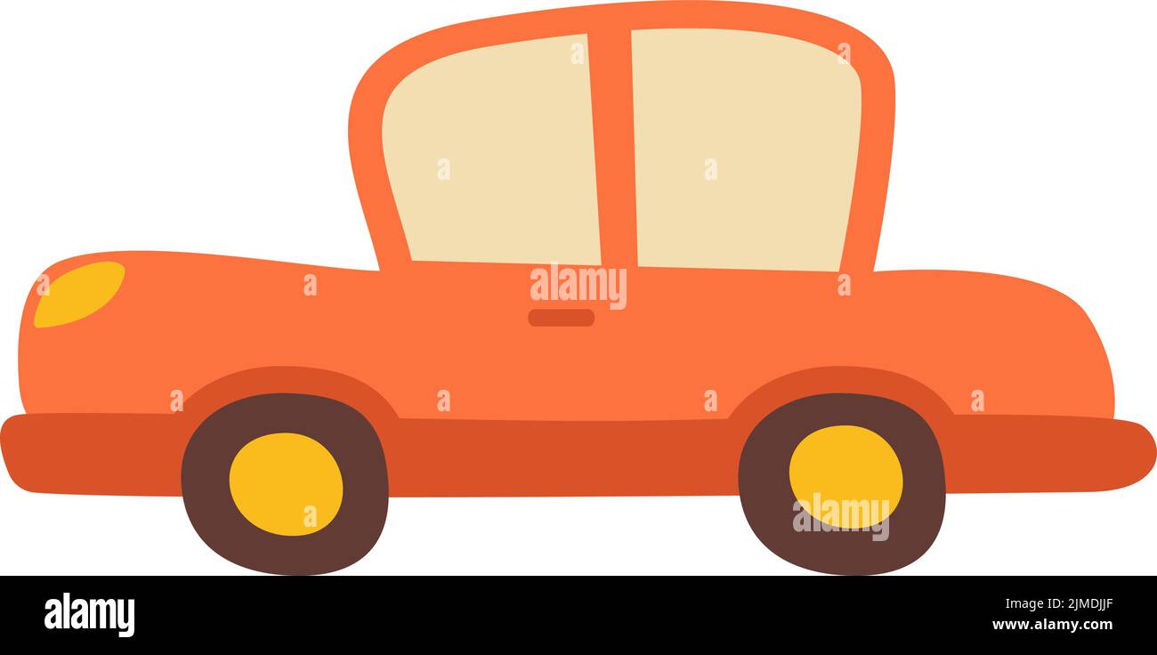 Niedliche rote Kinder Spielzeug Auto Illustration isoliert auf weiß in flachen Cartoon-Stil Stock Vektor