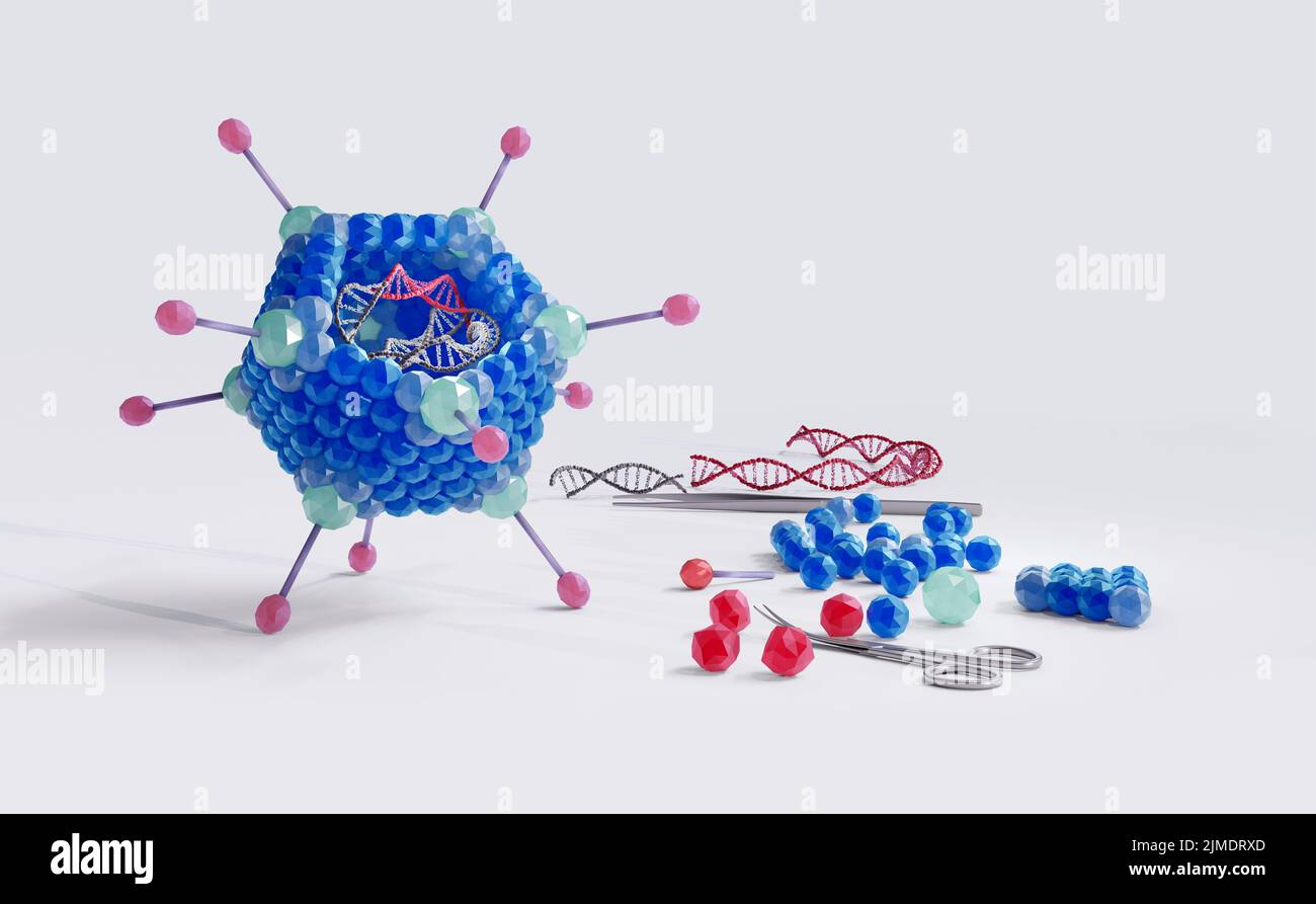Genetisch verändertes Virus, Illustration Stockfoto
