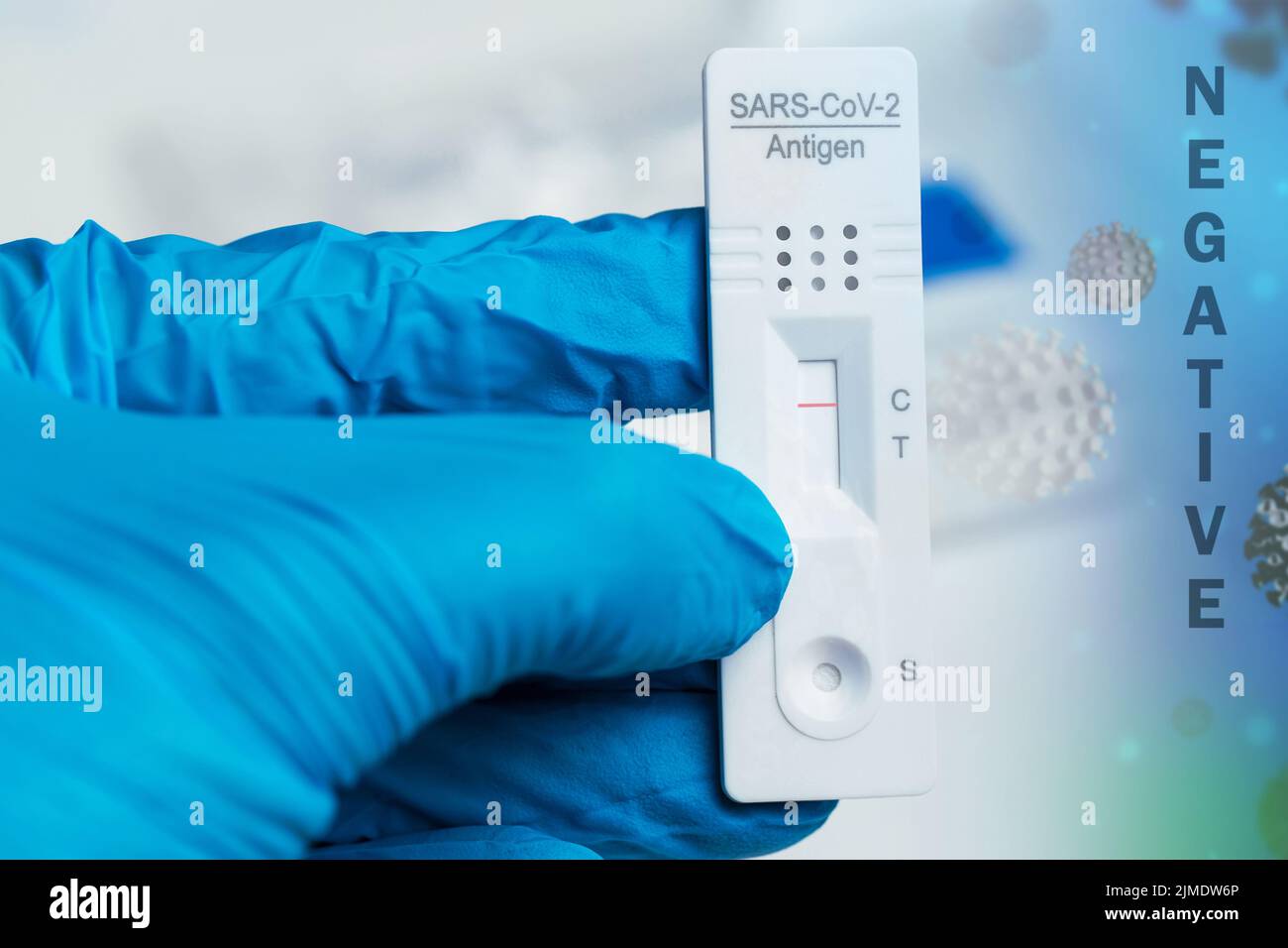 Ein negativer Hintergrund für sars-Cov-2-Antigentests Stockfoto