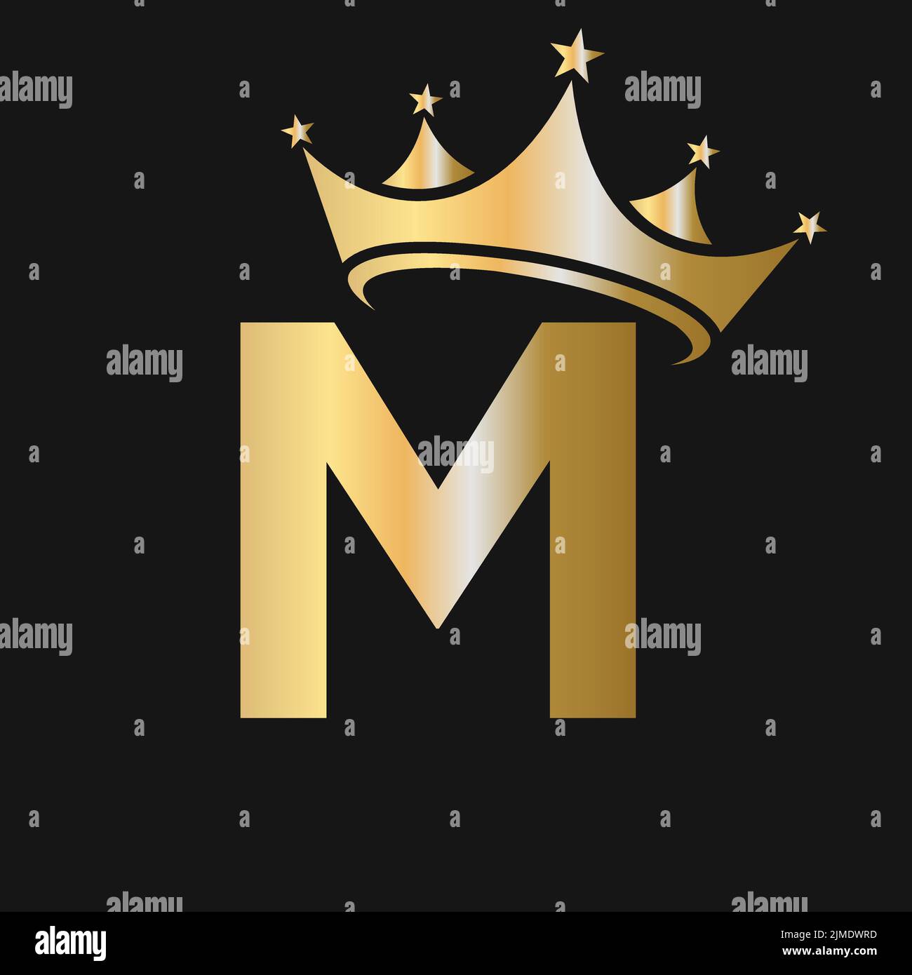 Logo mit M-Krone. Krone Logo auf Buchstabe M Vektor-Vorlage für Schönheit, Mode, Stern, elegant, Luxus-Zeichen Stock Vektor