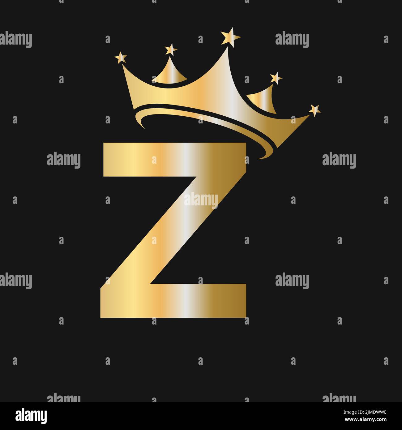 Logo mit Z-Krone. Krone Logo auf Buchstabe Z Vektor-Vorlage für Schönheit, Mode, Stern, elegant, Luxus-Zeichen Stock Vektor
