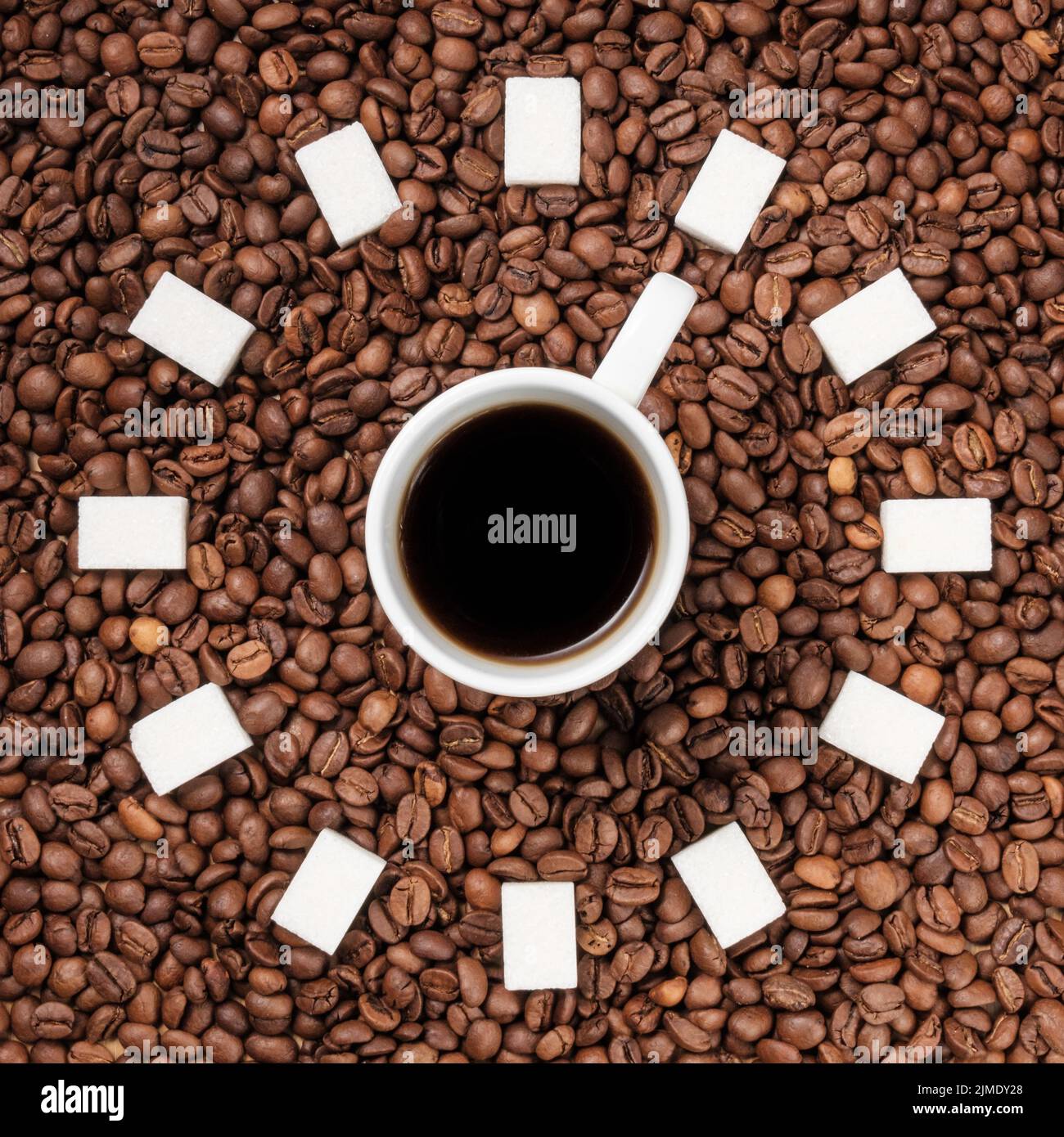 Die Kaffeeuhr zeigt eine Stunde an Stockfoto