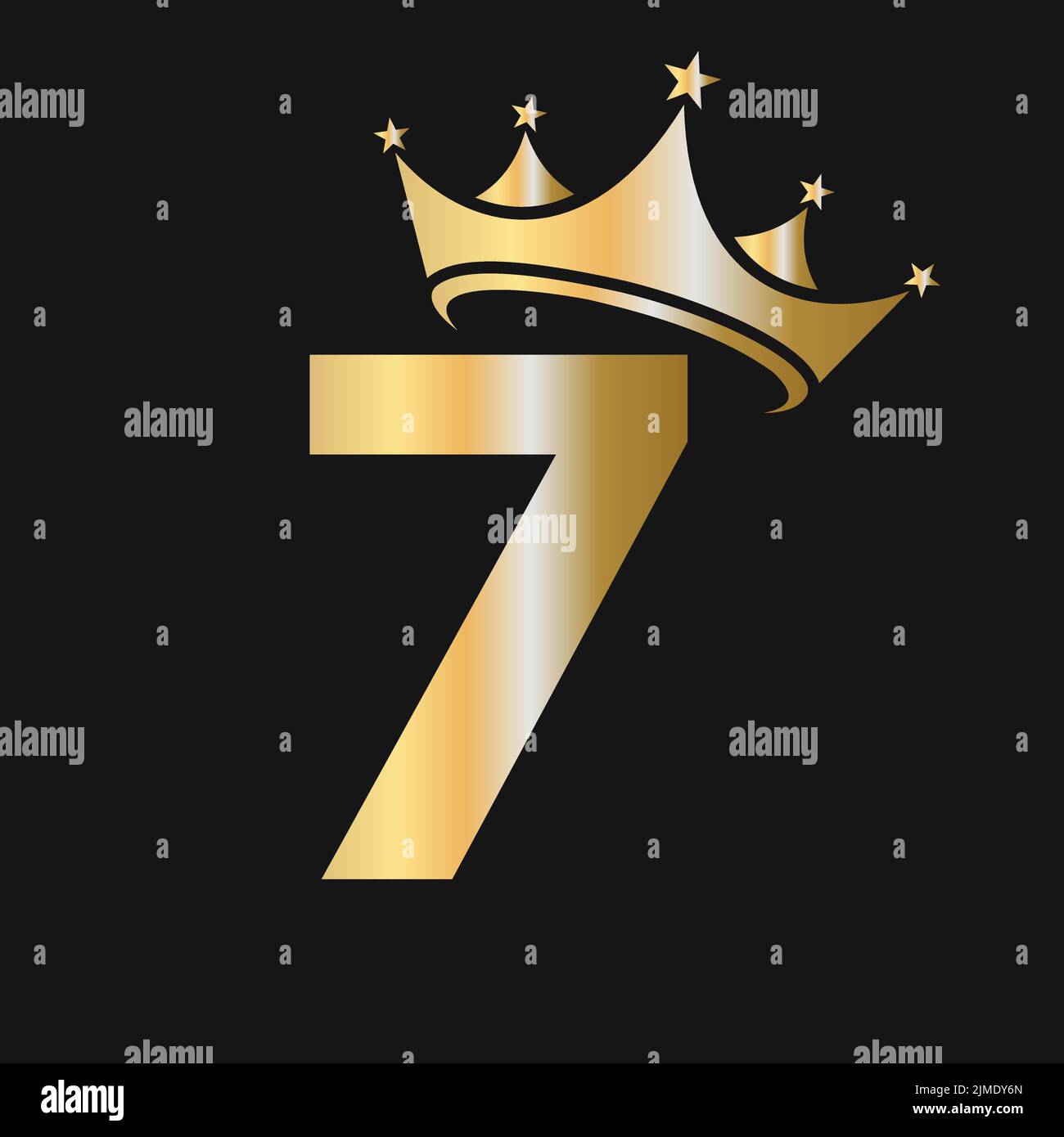 Kronenlogo Mit Dem Buchstaben 7. Krone Logo auf Brief 7 Vektor-Vorlage für Schönheit, Mode, Stern, elegant, Luxus-Zeichen Stock Vektor
