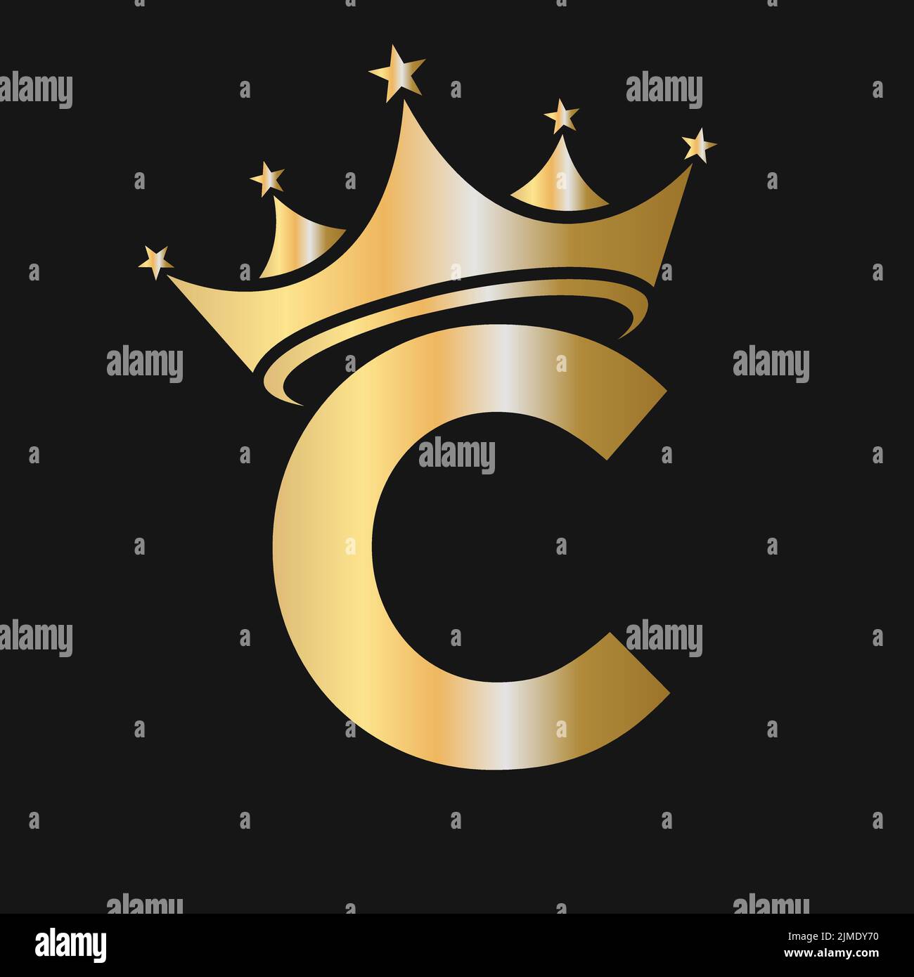 C-Crown-Logo. Krone Logo auf Buchstabe C Vektor-Vorlage für Schönheit, Mode, Stern, elegant, Luxus-Zeichen Stock Vektor