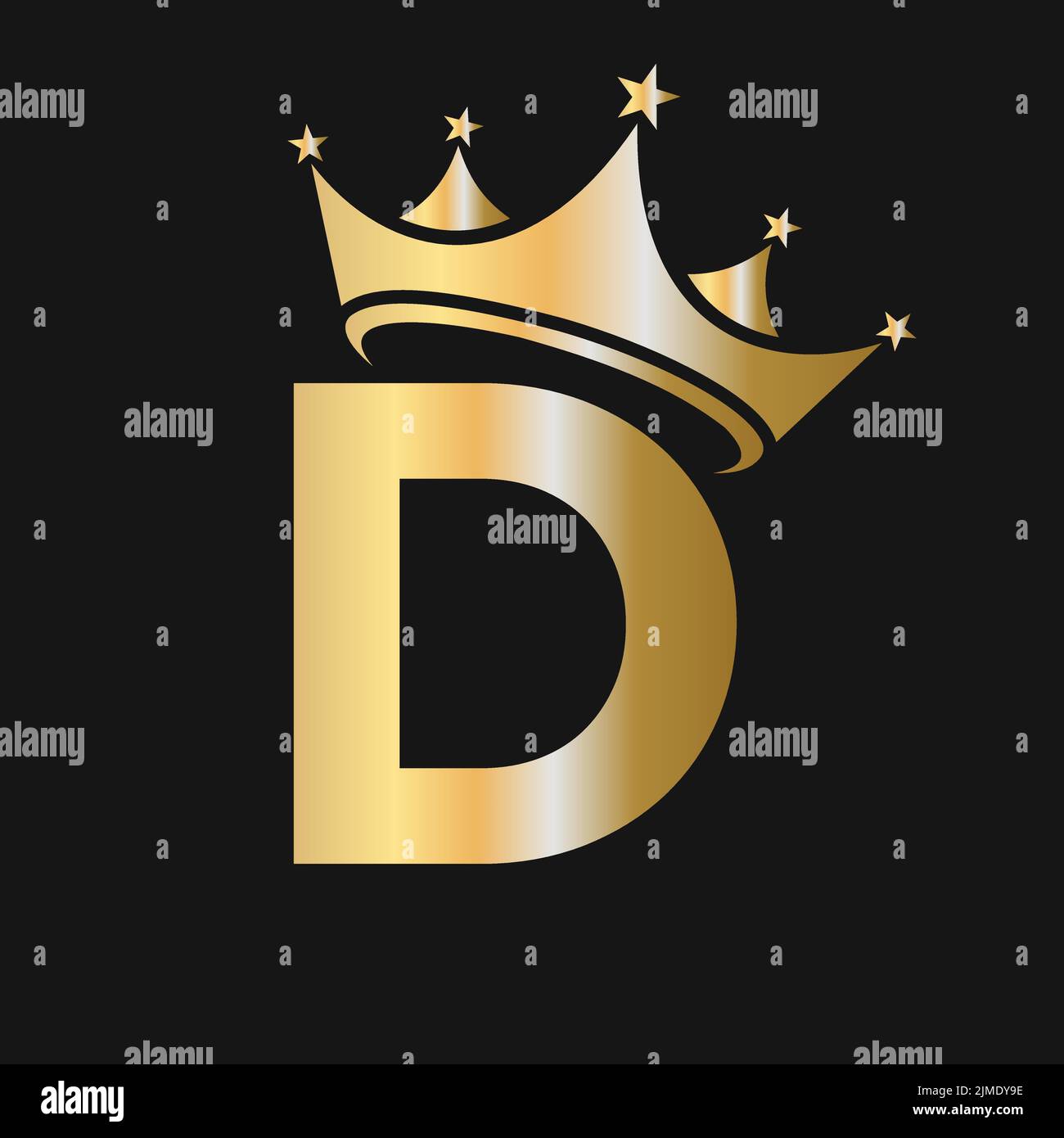 Logo mit D-Krone. Krone Logo auf Buchstabe D Vektor-Vorlage für Schönheit, Mode, Stern, elegant, Luxus-Zeichen Stock Vektor
