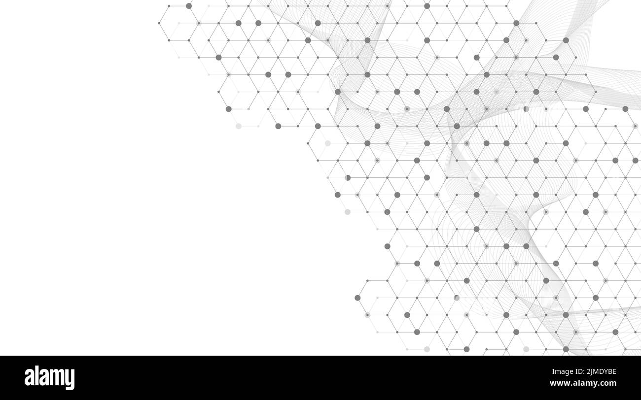 Gesundheitswesen und medizinische Muster Innovation Konzept Hintergrunddesign. Abstrakte geometrische Sechsecke Formen Medizin und Wissenschaft Hintergrund. Vektor Stock Vektor