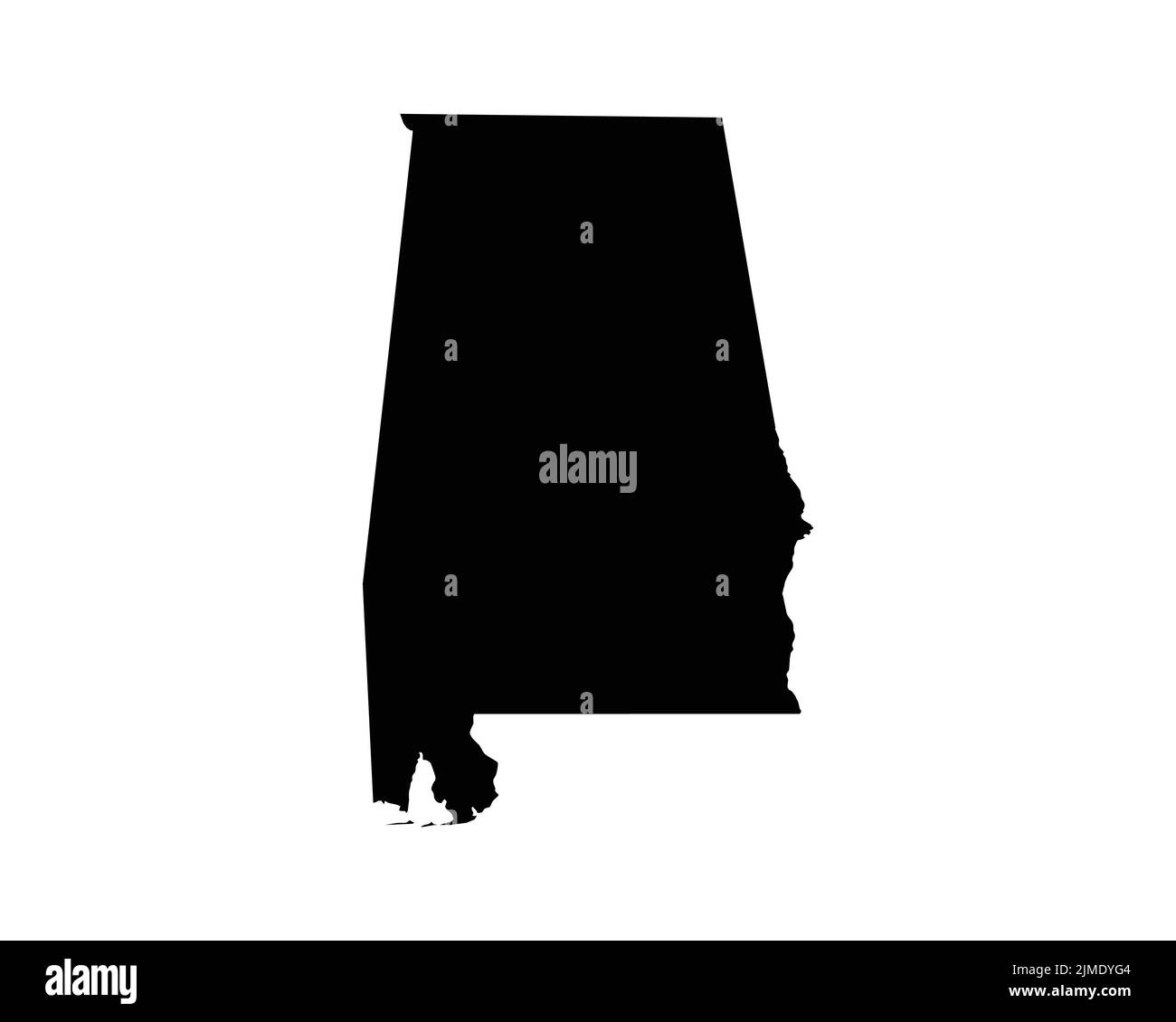 US-Karte von Alabama. AL USA State Map. Schwarz-Weiß Alabamian Staatsgrenze Grenzlinie Umriss Geographie Territorium Form Vektor Illustration EPS Clipa Stock Vektor