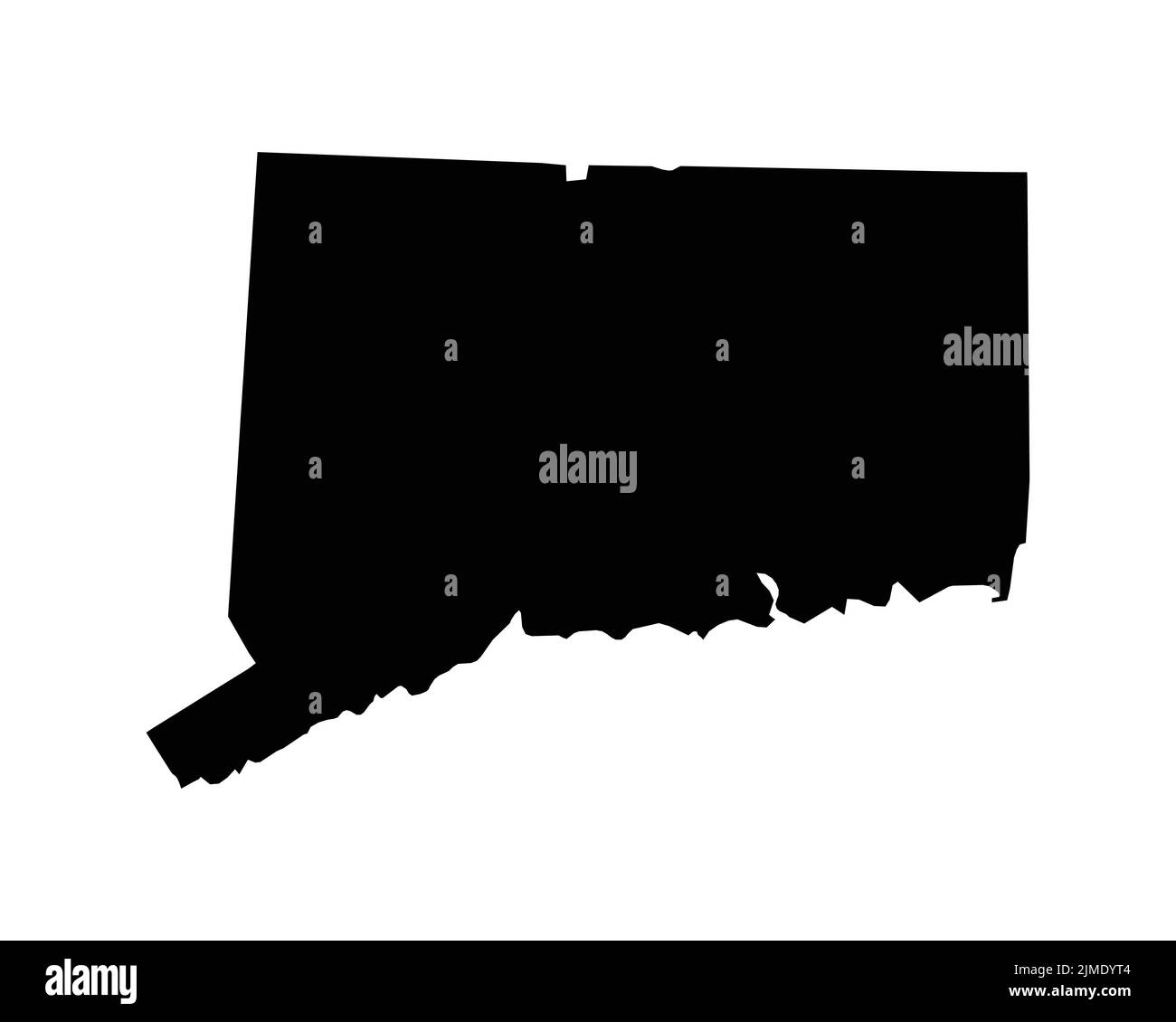 US-Karte von Connecticut. CT USA State Map. Schwarz-Weiß Connecticutian State Border Grenzlinie Umriss Geographie Territory Form Vektor Illustration Stock Vektor