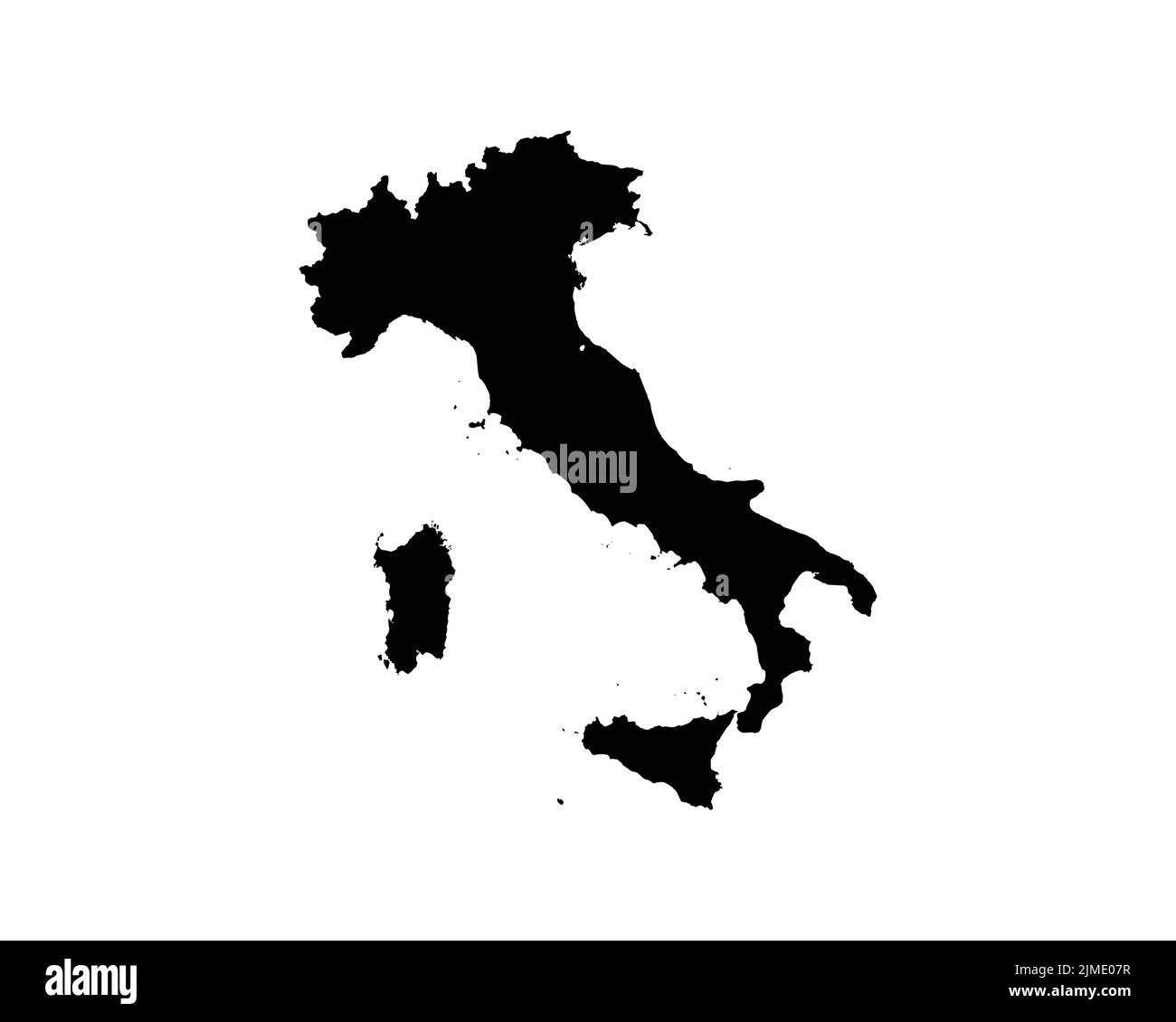 Italien-Karte. Italienische Länderkarte. Schwarz-Weiß Italiana National Nation Gliederung Geographie Grenze Grenzform Territorium Vektor Illustration EPS CLI Stock Vektor