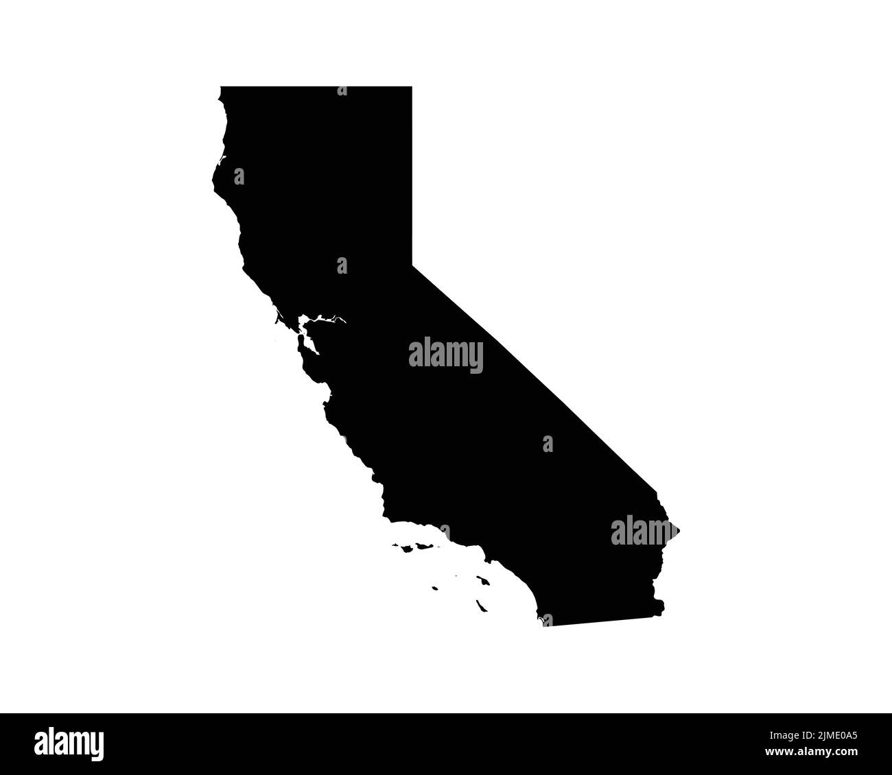 US-Karte Kalifornien. CA USA State Map. Schwarz-Weiß kalifornische Staatsgrenze Grenzlinie Umriss Geographie Territorialform Vektor Illustration EPS Stock Vektor