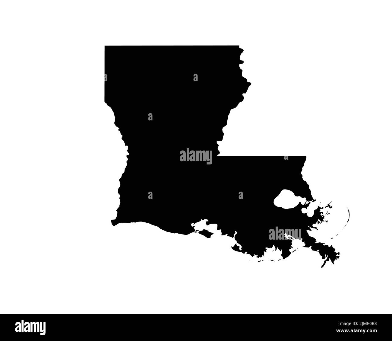 US-Karte von Louisiana. LA USA State Map. Schwarz-Weiß Louisiana Staatsgrenze Grenzlinie Umriss Geographie Territorialform Vektor Illustration EPS C Stock Vektor