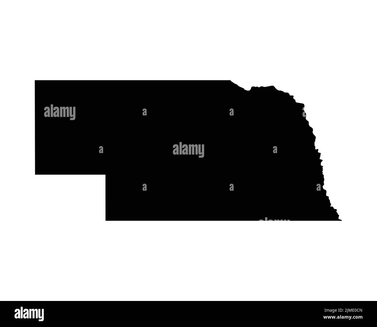 US-Karte von Nebraska. NE USA State Map. Schwarz-Weiß Nebraskan Staatsgrenze Grenzlinie Umriss Geographie Territorialform Vektor Illustration EPS Clip Stock Vektor