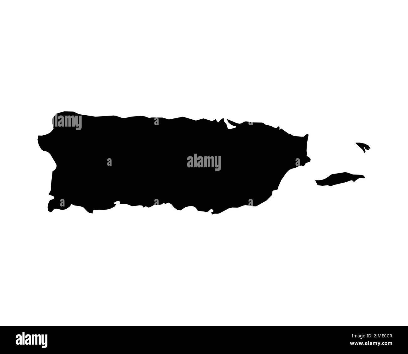 Puerto Rico-Karte. Karte Von Puerto Rico. Schwarz-Weiß PR US USA Territory Border Grenzlinie Umriss Geographie Form Vektor Illustration EPS Clipart Stock Vektor