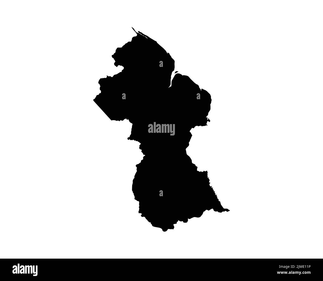 Guyana-Karte. Guyanesische Landkarte. Schwarz-Weiß National Nation Gliederung Geographie Grenze Grenzform Territorium Vektor Illustration EPS Clipart Stock Vektor