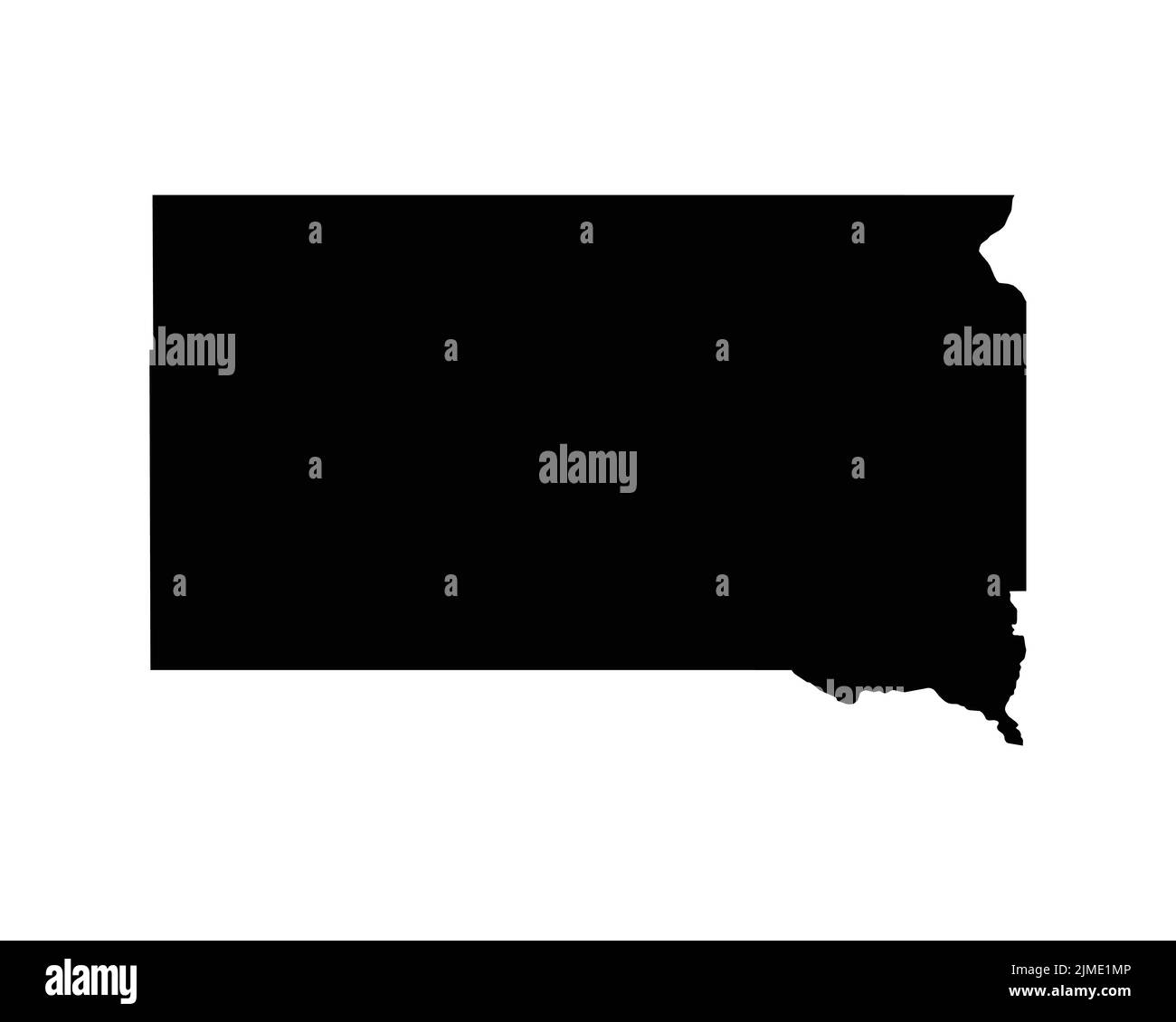 US-Karte von South Dakota. SD USA State Map. Schwarz-Weiß South Dakotan State Border Boundary Line Outline Geographie Territory Shape Vector Illustration Stock Vektor