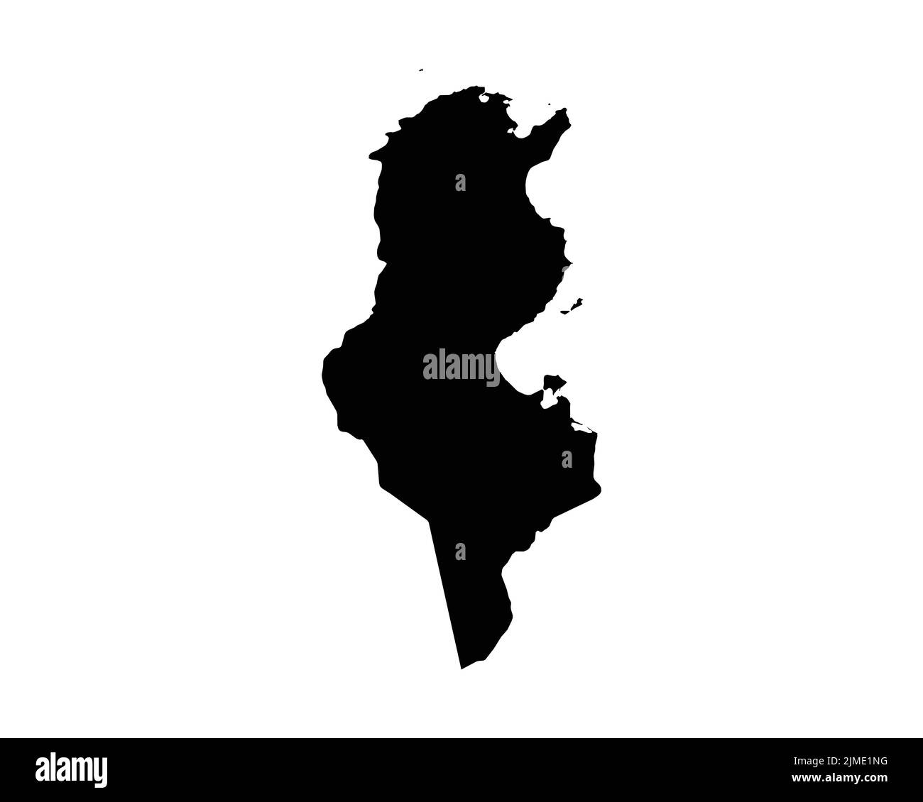 Karte Tunesien. Tunesischer Länderplan. Schwarz-Weiß-Nationalgeographie Umriss Grenze Grenzgebiet Form Vektor Illustration EPS Clipart Stock Vektor