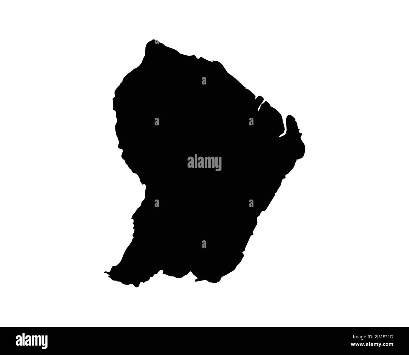 Karte Von Französisch-Guayana. Karte Von Französisch-Guianan. Schwarz-Weiß Französisch Guianese Territory Grenze Grenzlinie Umriss Geographie Form Vektor Illustration EPS Stock Vektor