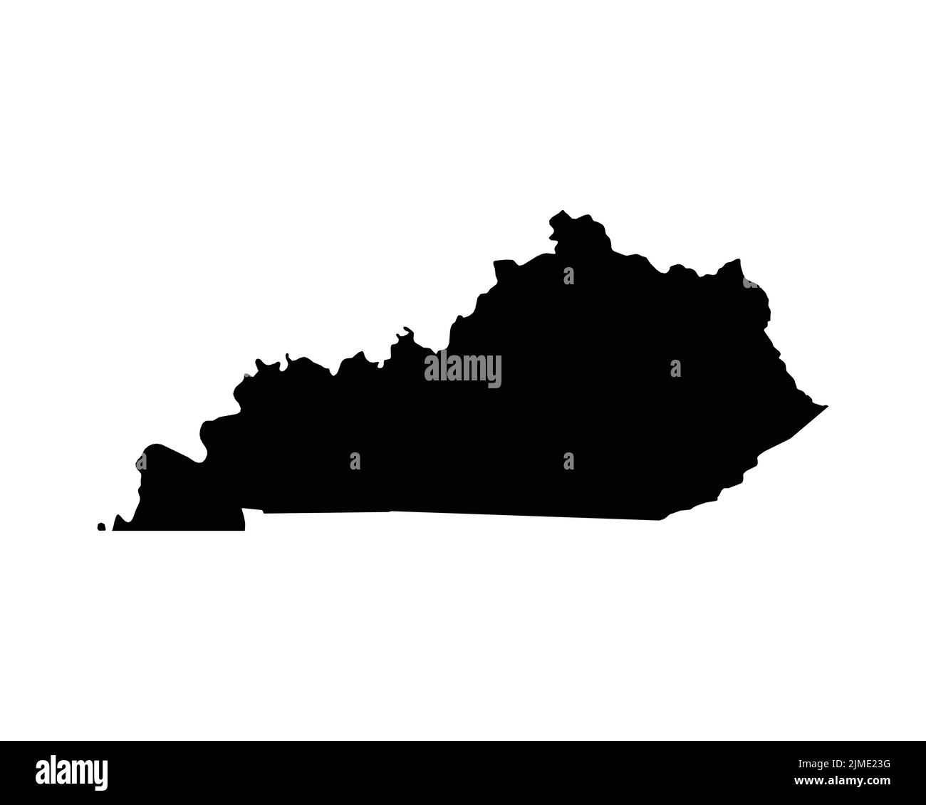 US-Karte von Kentucky. KY USA State Map. Schwarz-Weiß Kentuckian Staatsgrenze Grenzlinie Umriss Geographie Territorialform Vektor Illustration EPS CLI Stock Vektor