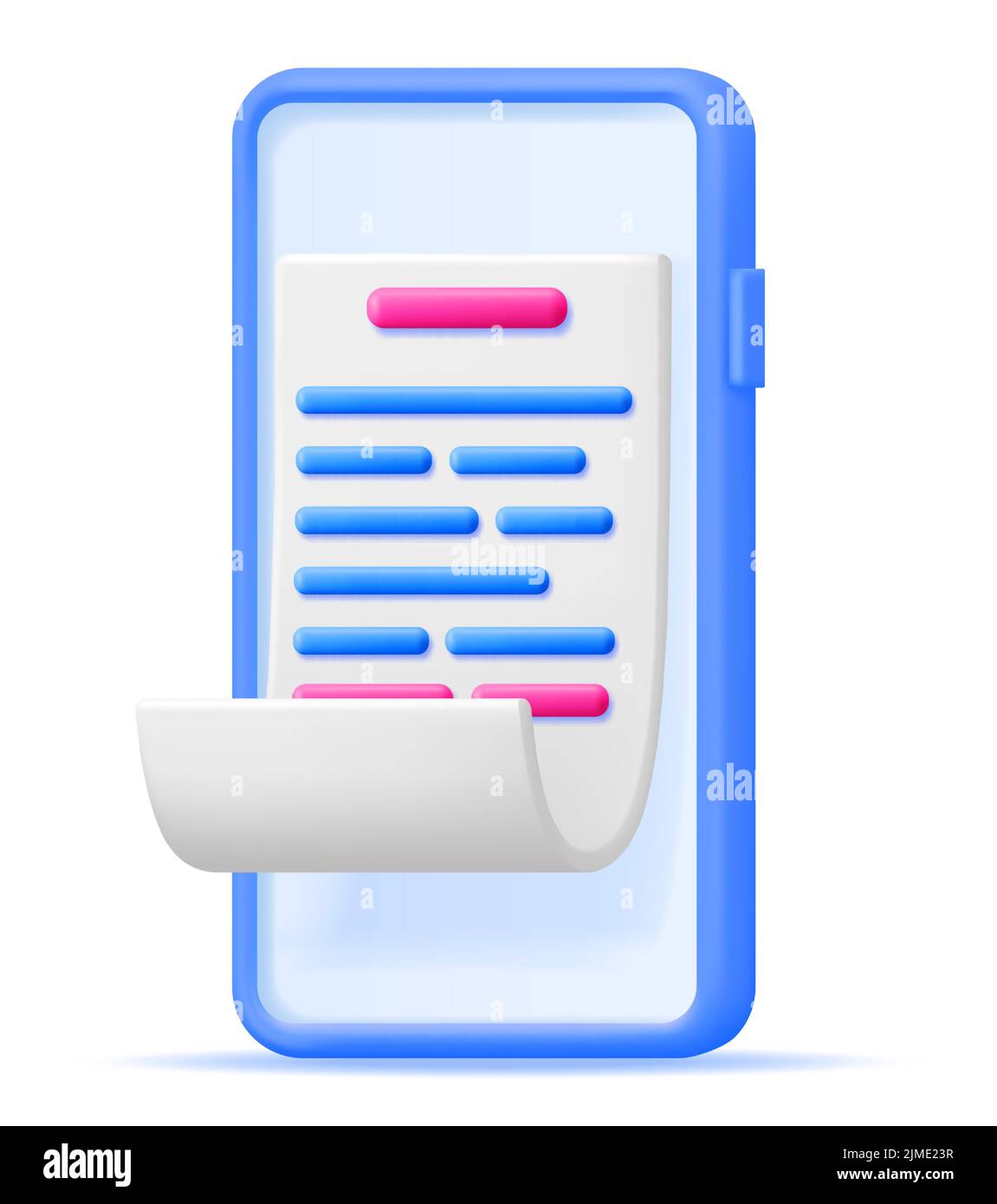 3D Smartphone mit Papierfinanzrechnung Stock Vektor