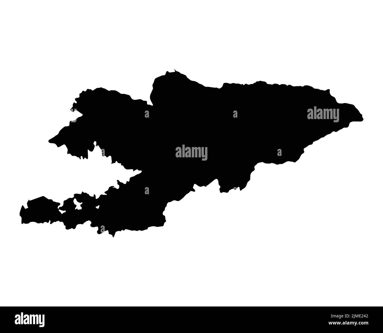 Karte Von Kirgisistan. Kirgisische Landkarte. Schwarz-Weiß Kirgisistan National Nation Outline Geographie Grenze Grenzform Territorium Vektor Illustration Stock Vektor