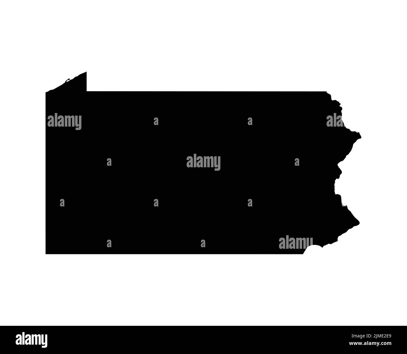 US-Karte von Pennsylvania. PA USA State Map. Schwarz-Weiß-Grenze des Staates Pennsylvania Grenzlinie Umriss Geographie Territorialform Vektor Illustration Stock Vektor