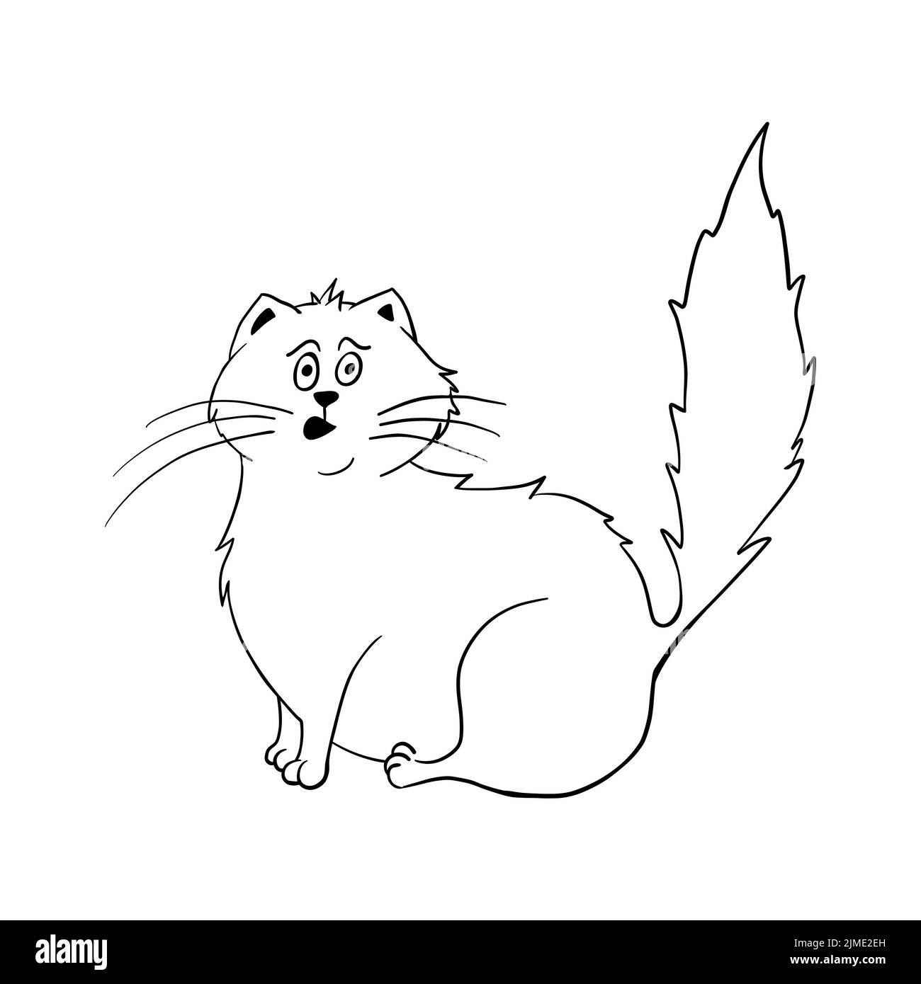 Kat. Lustige fette Kritzelkatze. Clipart. Vektordarstellung einer Katze. Sitzende, überraschte Katze Stock Vektor