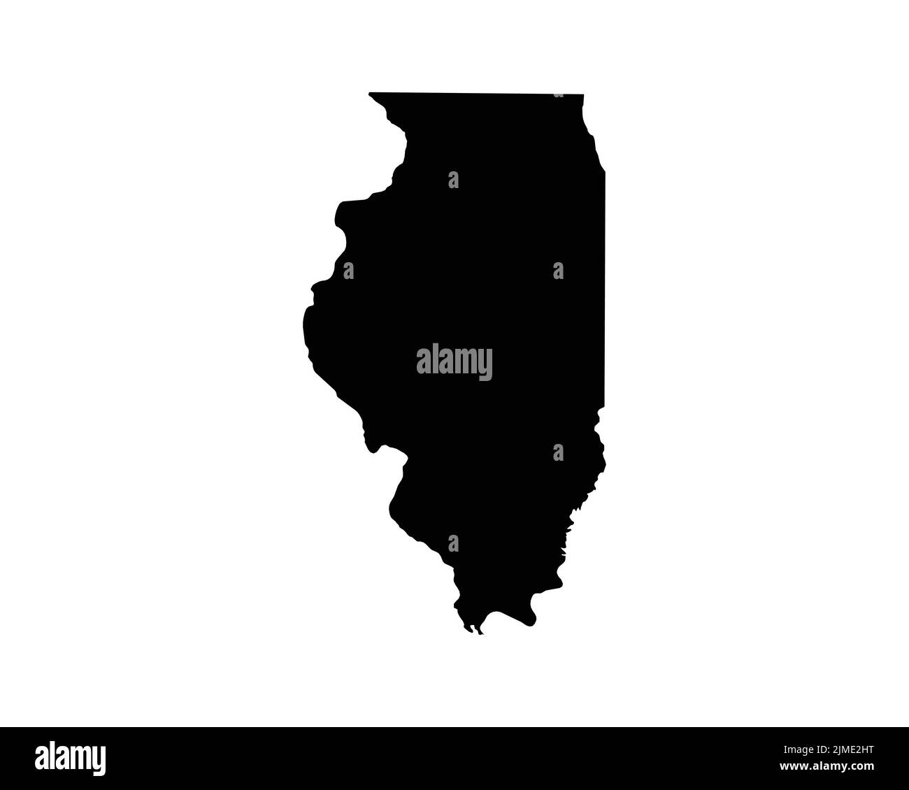 Illinois IL-Karte. AL USA State Map. Schwarzweiß Illinoisan State Border Grenzlinie Umriss Geographie Territorialform Vektor Illustration EPS CLI Stock Vektor