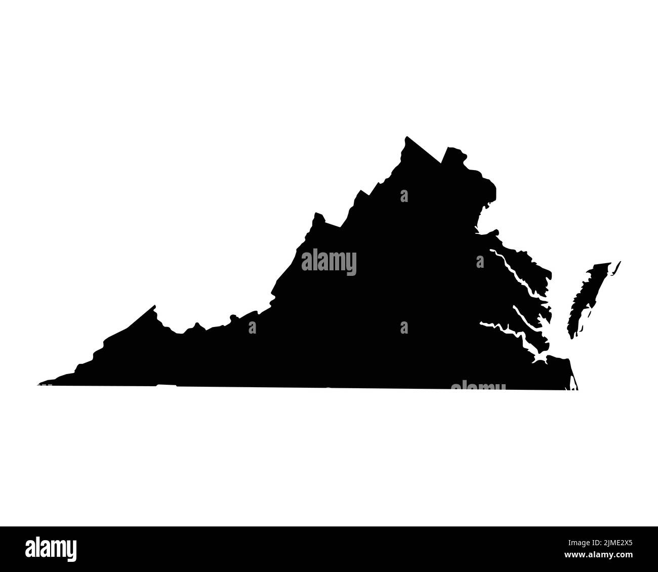 US-Karte von Virginia. VA USA State Map. Schwarz-Weiß Virginian State Border Boundary Line Outline Geographie Territory Shape Vector Illustration EPS Clip Stock Vektor