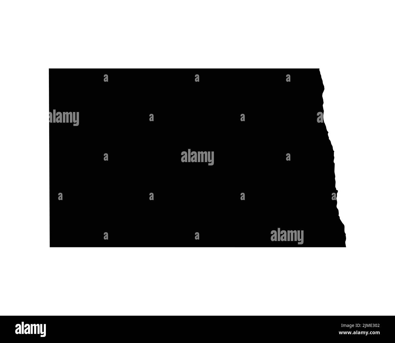 US-Karte von North Dakota. ND USA State Map. Schwarz-Weiß North Dakotan State Border Boundary Line Outline Geography Territory Shape Vector Illustration Stock Vektor