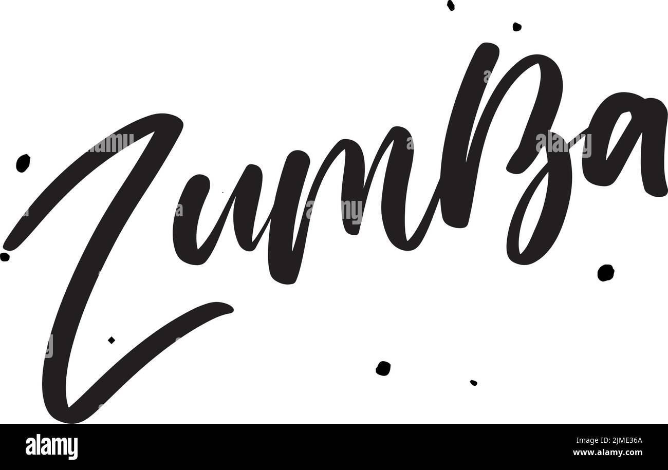 Zumba Dance Studio Text. Kalligraphie Wort Banner Design. Aerobe Fitness. Vektor-Handschriftendarstellung Stock Vektor