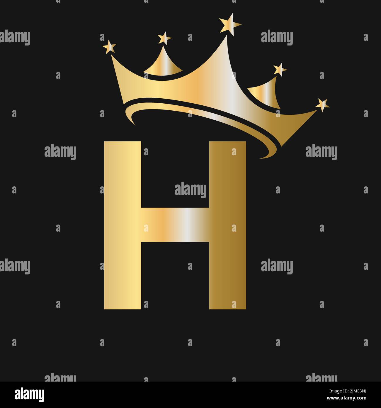 Logo mit H-Krone. Krone Logo auf Buchstabe H Vektor-Vorlage für Schönheit, Mode, Stern, elegant, Luxus-Zeichen Stock Vektor