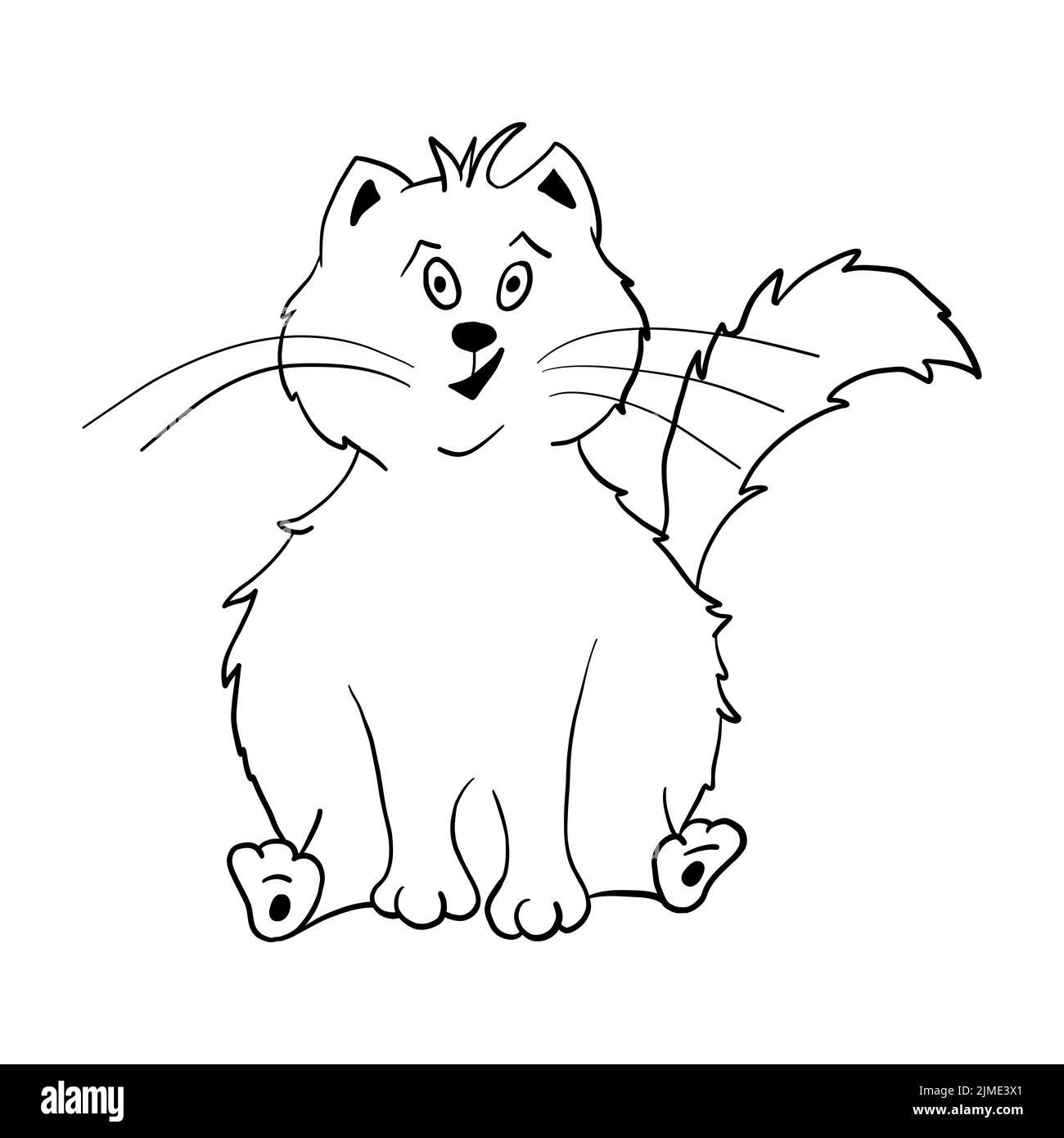 Kat. Lustige fette Kritzelkatze. Clipart. Vektordarstellung einer Katze. Sitzende, überraschte Katze Stock Vektor